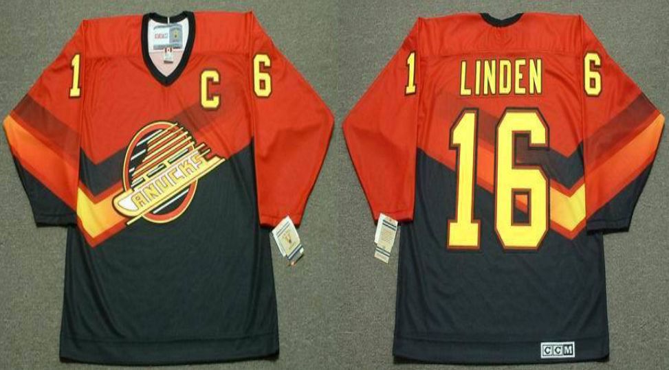 2019 Men Vancouver Canucks #16 Linden Orange CCM NHL jerseys->vancouver canucks->NHL Jersey
